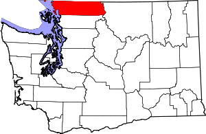 Washington state map showing location of Whatcom County